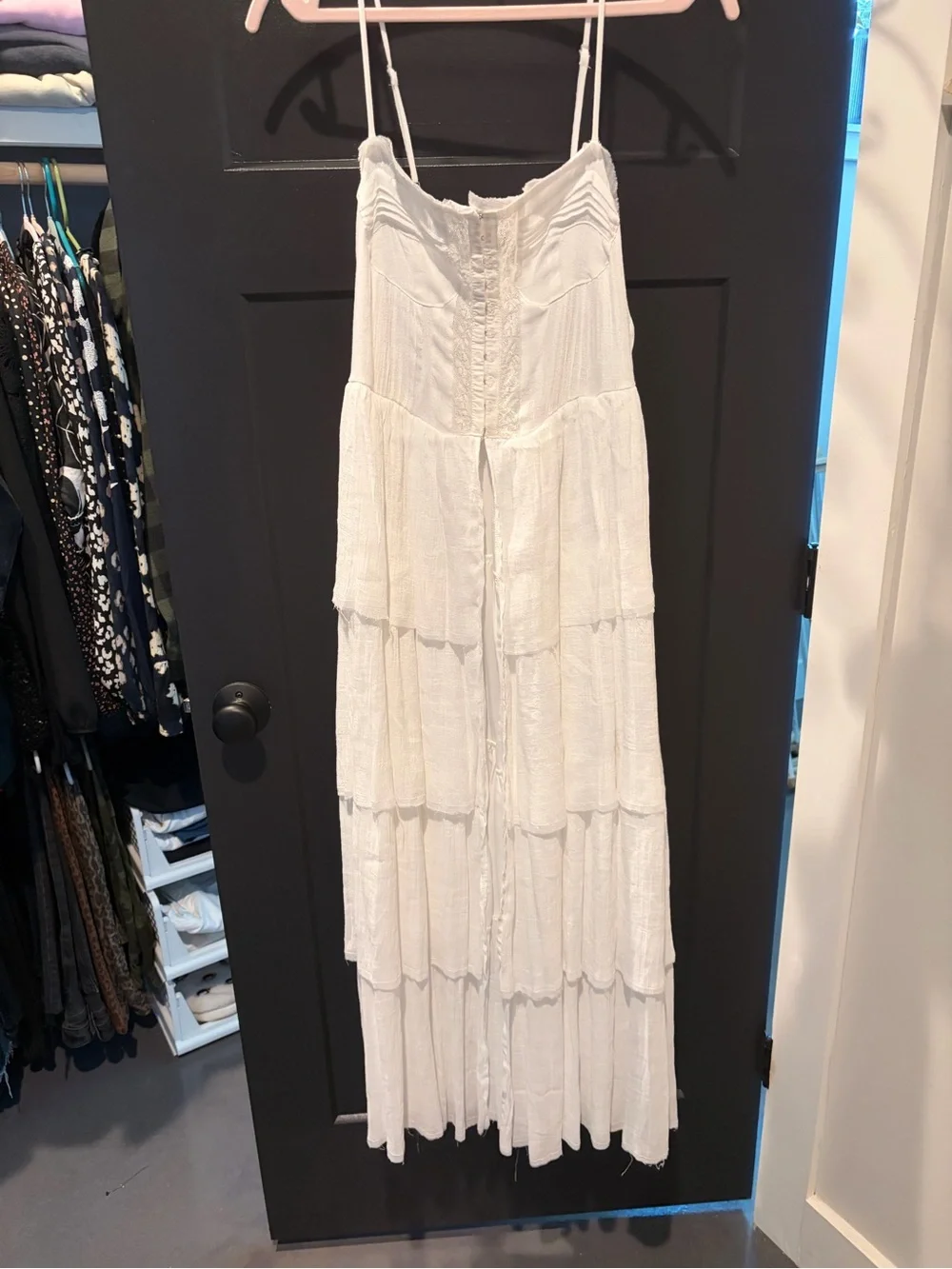 Vici White Tiered Maxi Corset Dress